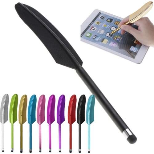 10pcs/lot Cute Fashion Feather capacitor pen for iPhone ipad tablet phone All Smart Mobile stylus condenser Unisex Universal