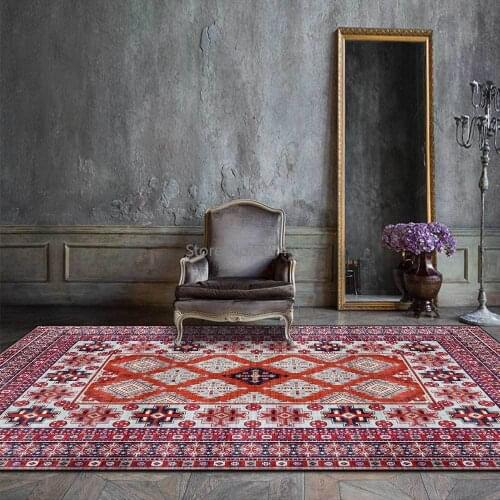 Bohemian Geometric Ethnic Style Red Blue Living Room Bedroom Bedside Carpet Floor Mat Customization