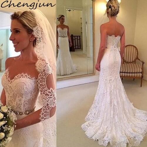 Chengjun Western Style Sexy Fitting Sweetheart Mermaid Vintage Wedding Dress