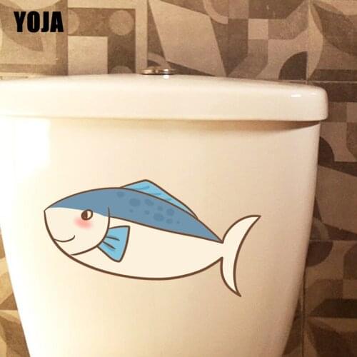 YOJA 22.9*10.6CM Cute Little Shark Toilet Sticker BedRoom Home Decor Wall Decal Animal Fish T3-0753