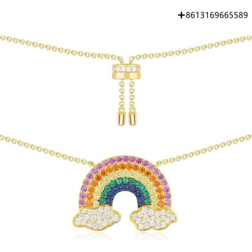 100% original high quality 1:1 copy Rainbow cloud clavicle chain necklace Female fashion pop jewelry free postage factory direct