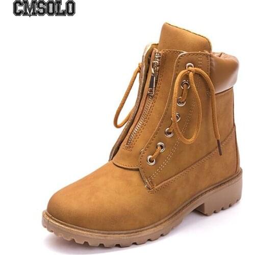 CMSOLO Winter Casual Boots Women Martin Lace-up Non-slip Autumn Lady Rubber Outdoor College Style Casual Boots Women Hot Sale
