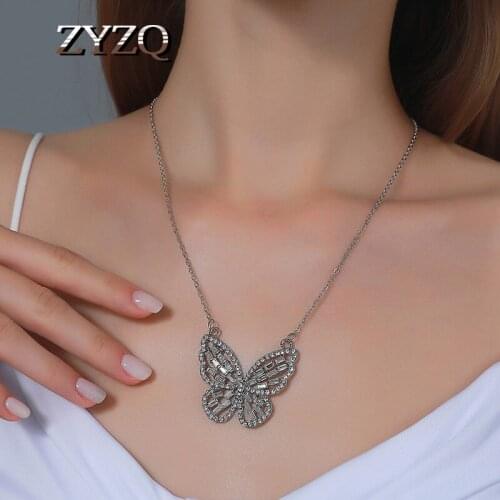 ZYZQ Luxury Butterfly Delicate Pendent Necklace For Women Inlaid CZ Necklace Gifts Daily Wear Fashion Item Female Jewelry