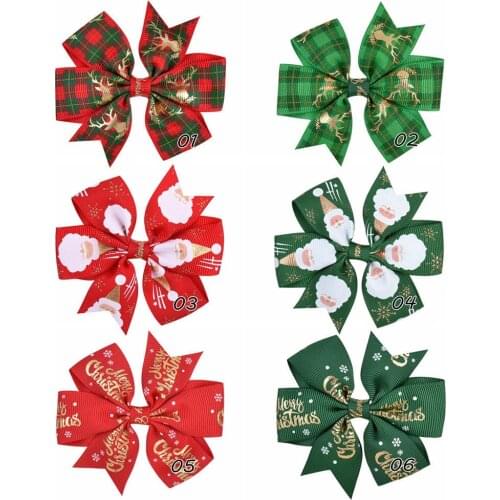 1 PC Christmas Hair Bow Clips Hair Swallowtail Bows Baby Girl Kids Hair Clips Boutique Bow Clips for Women Hair Accessories