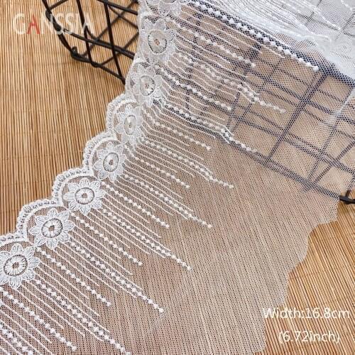 1Yard Width:16.8cm Grenadine Lace DIY Computerized Embroidery Flower for Hemlines Cuff Accessories(ss-2460)