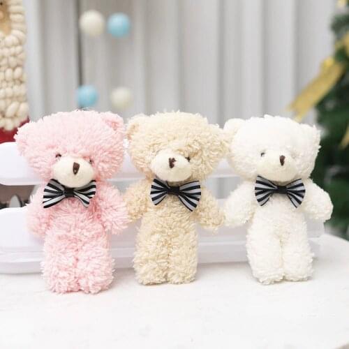 13CM Kawaii Mini Teddy Bear Stuffed Plush Toys for Children DIY Keychain Pendant Doll Birthday Ornament Gift for Party Wedding