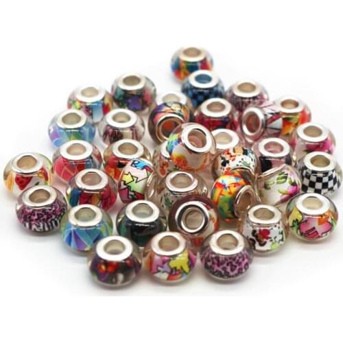 14MM Mixed Color Silver Plated Cord Big Hole Loose Beads Charms Fit European Charms Jewelry Bracelet Findings100pcs/lot H608