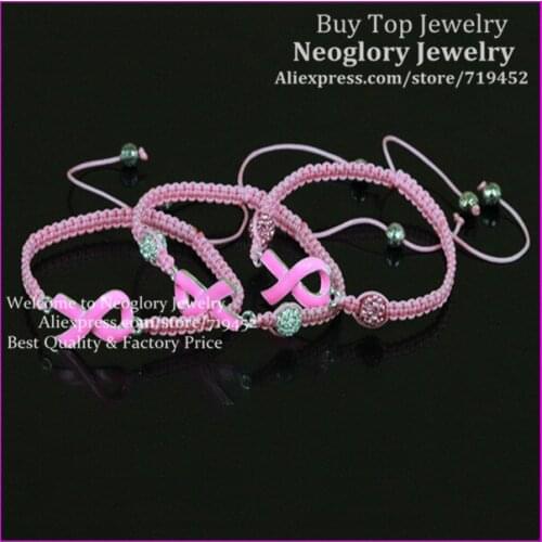 15pcs of 3 Style Breast Cancer Awareness Bracelet,handcrafted macrame Bracelet,Pink Enamel Ribbon Bracelet,Pink Rope Bracelet