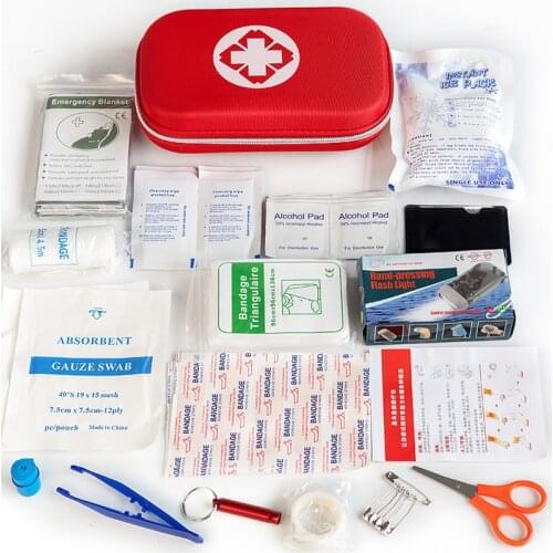 18 Items/44pcs Portable Travel Household Survival Kit Multi-Layer EVA First Aid Kit Outdoor Car Bag Emergency Kit