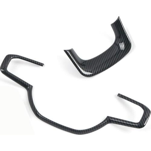 2Pcs/Set Black Car Interior Steering Wheel Button Trim Cover Frame Fit For Dodge Ram 1500 2019 2020 Accessories