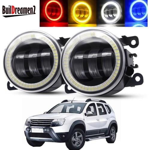2 X Angel Eye Fog Light Assembly Car LED Lens Fog Driving Lamp DRL 30W 6000LM 12V For Dacia Duster 2010 2011 2012 2013 2014 2015