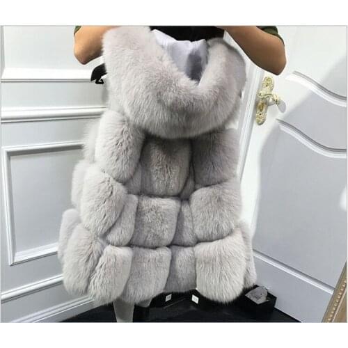 2019 New autumn winter fox fur coat loose skirt type imitation fox vest fur vest in middle long large size XXXL Women