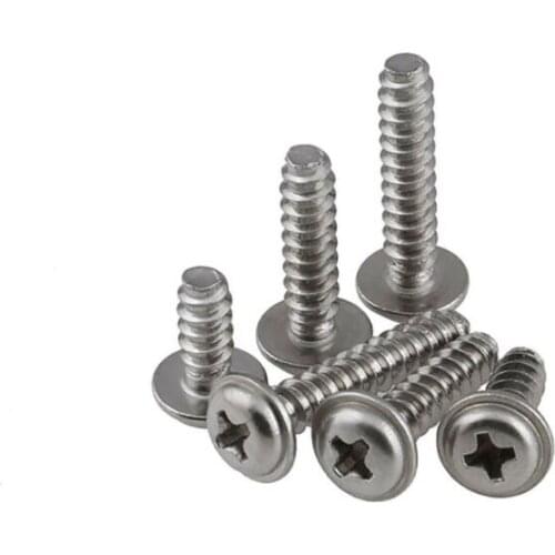 50PCS M2 M2.2 M2.6 M3 M4 A2 Stainless Steel Round Head With Washer Self-Tapping Flat Screw Bolt