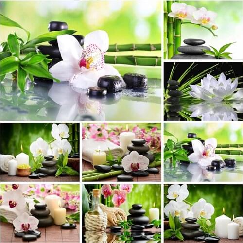 5D DIY Diamond Embroidery Orchid Stone Full Square Round Mosaic Painting Cross Stitch Flowers Diamond Embroidery Flower Art Kit