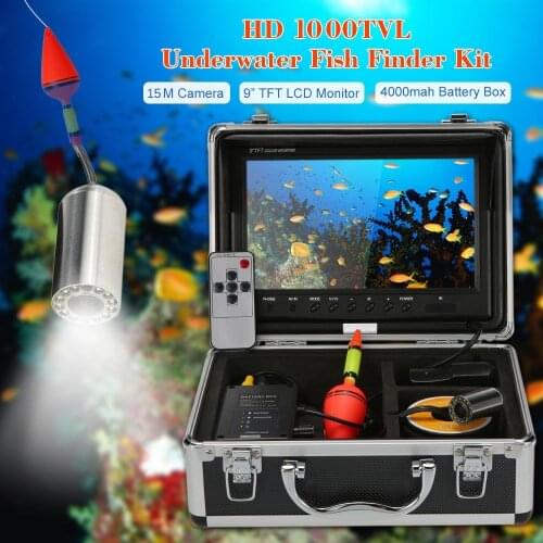 9 Inch Monitor 15M Cable Fish Finder Stainless Steel Underwater Fishing Camera System 1000TVL HD Waterproof