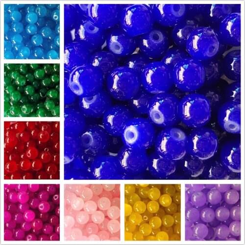 4 6 8 10 12mm Siam Sapphire Round Natural Beads Jade Material Glass Loose Stone Beads For DIY Bracelet Necklace Jewelry Making