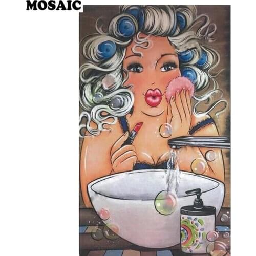 5d Diy Diamond Painting square round"makeup fat sexy lady/woman"Embroidery Cross Stitch Diamond Mosaic bathroom decoration