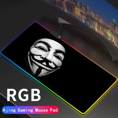 Anime Anonymous Large Computer Keyboard Mat Rgb Oversized Led Glowing Mouse Pad Gaming Luminous Mousepad USB for PC Game
