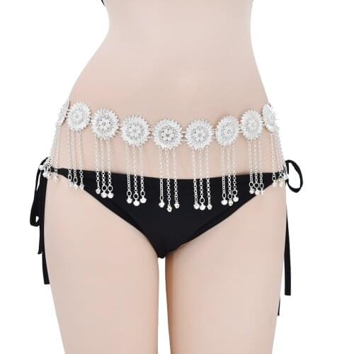 Vintage Belly Waist Dance Chains for Women Bohemian Flower Metal Dance Dress Belt Dancing Body Chains Sexy Body Jewelry Gift