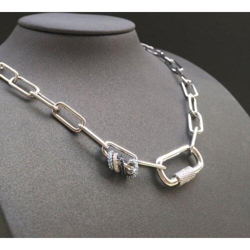 S925 sterling silver new white gold circle love chain necklace for women interlocking love lock necklace fashion simple jewelry