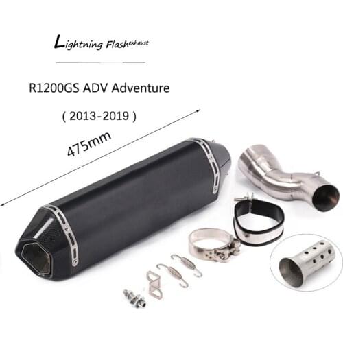 For BMW R1200GS ADV 2013-2019 Exhaust Pipe Motorcycle Mid Slip On 51 mm Exhaust Muffler Pipe with Removable DB Killer Escape