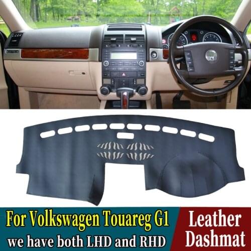 For VW Volkswagen Touareg G1 W12 V6 R50 2002 - 2009 PU Leather Dashmat Dashboard Cover Pad Dash Mat Carpet Car-Styling RHD