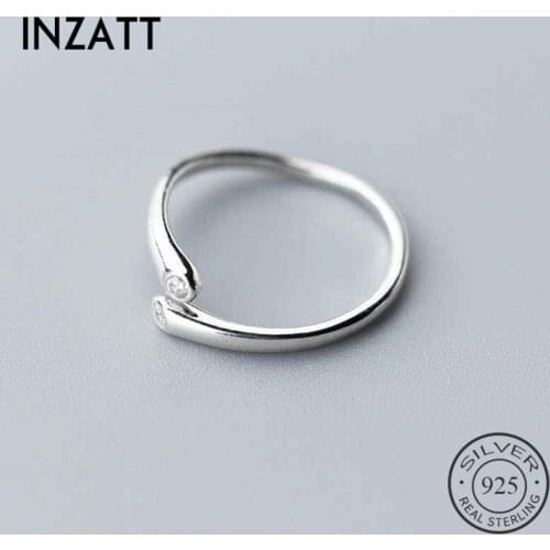 INZATT Real 925% Sterling Silver Minimalist Zircon Ring For Women Birthday Party Classic Fine Jewelry Geometric Accessories Gift