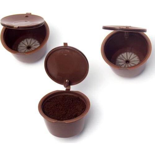 3pcs Dolce Gusto Coffee Capsule Filters Refillable Reusable Coffee Capsule Cup with Spoon Brush Coffee Accessories for Nespresso