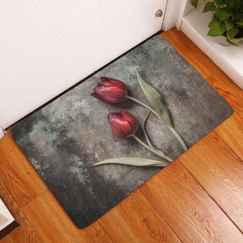 Retro Bouquet Printing Floor Mat Door Mat Digital Printing Floor Mat Bathroom Kitchen Toilet Long Absorbent Non-slip Mat