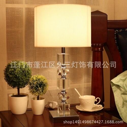 Tuda American Style K9 Crystal Table Lamp for Bedroom Mixed Color Lampshade Crystal Remote Control Table Lamp Large Table Lamps
