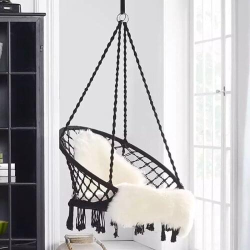 Nordic Style Round Hammock Anti-rollover Swing Rope Outdoor Indoor Hanging Tassel Hanging Chair Garden Seat for Child Adult