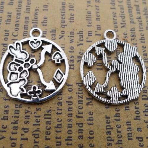 12Pcs 20*23mm Antique Silver Plated Alloy Cute Rabbit Charms Fashion Necklace Accessories Charms For Diy Jewelry Making Findings