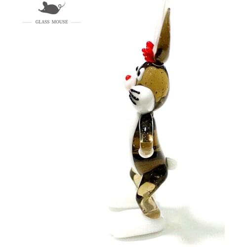 Miniature Figurines Handmade Glass Rabbit Crafts Ornaments Cute Vivid Cartoon Animal Holiday Party Gifts For Kids Room Decor