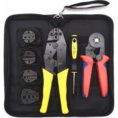 Multifunctional Wire Crimper Pliers Set Engineering Ratchet Terminal Crimping Tools Kit with Screwdriver 4 Spare Terminals