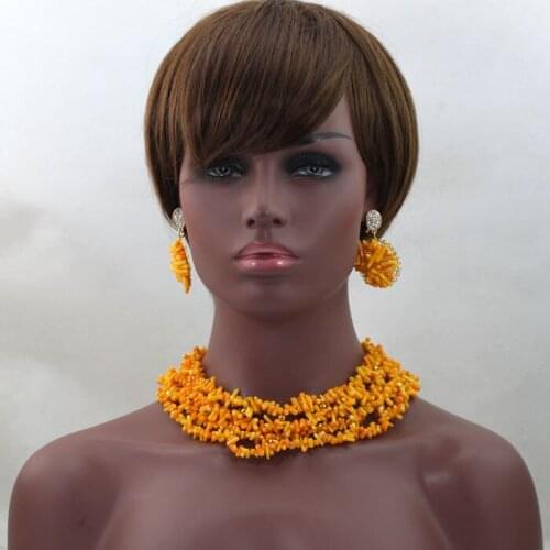 New Fashion Orange Color Women Bridal Coral Beads Necklace Bracelet Drop Earrings Tiny Gold Beads Accessory Free Shipping CNR594