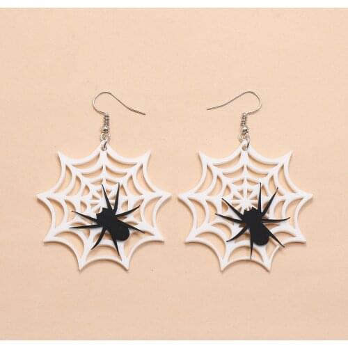 New Halloween Funny Black Spider Web Acrylic Dangle Earrings For Women Girl Dangle Earrings Fashion Festival Party Jewelry Gift