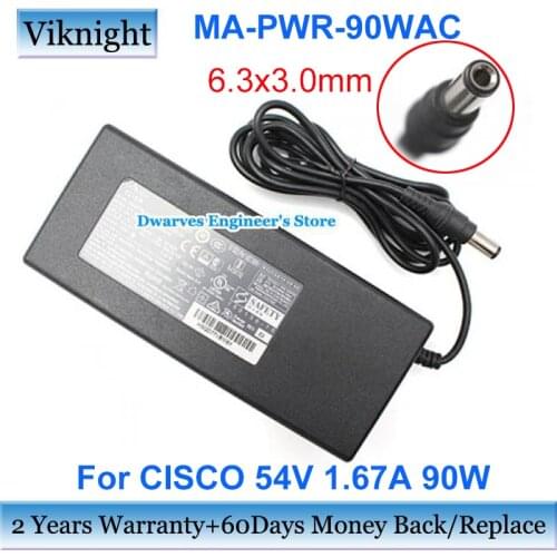 Original MA-PWR-90WAC 54V 1.67A 90W Laptop Adapter Charger For CISCO MERAKI MX65 MX65W MERAKI MX65W Power Supply 6.3x3.0mm