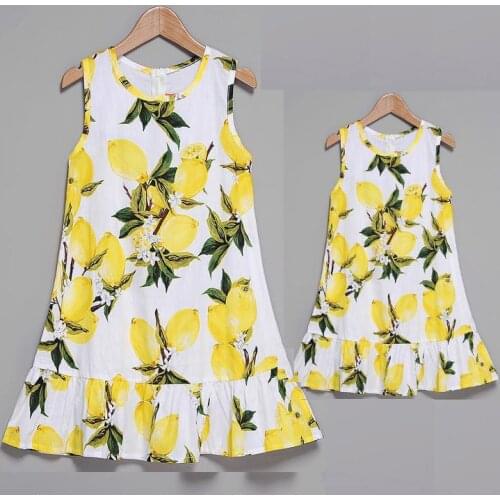 Mama and Girl Mother Daughter Dresses Pineapple Pattern 2018 Summer Family Clothing Mom and Daughter Dress for Kids and Women