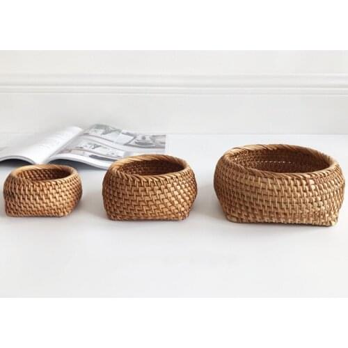 Weaving Refreshment Box Pure Natural Handmade Storage Basket Hand Woven Bread Fruit Dish for Kitchen