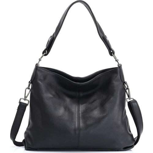 100% Genuine Leather Casual Black Tote For Women 2020 Luxury Handbags Ladies Bags High Quality Shoulder Messenger Bag Sac A Main