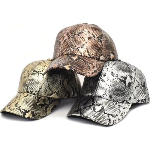 Snakeskin Pattern Velcro Adjustable Baseball Cap Spring Autumn New Fashion Hip Hop Personality Peaked Cap Dad Hat