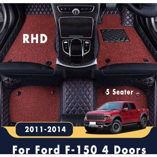 RHD Carpets For Ford F-150 2014 2013 2012 2011 4 Doors(5 Seater) Car Floor Mats Interior Accessories Double Layer Wire Loop Rugs