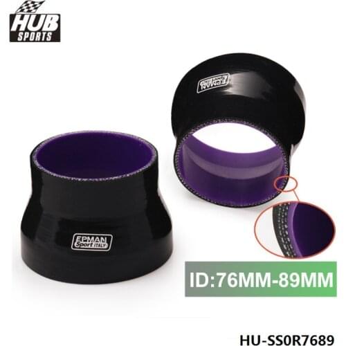 Black 3"-3.5" 4-Ply Silicone Intercooler Reducer Hose Black 76mm-89mm For TOYOTA YARIS/VITZ/ECHO/WILL HU-SS0R7689