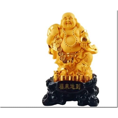 Smiling Buddha furnishing statue articles gold-plated opening gifts new home sitting room adornment household decoration