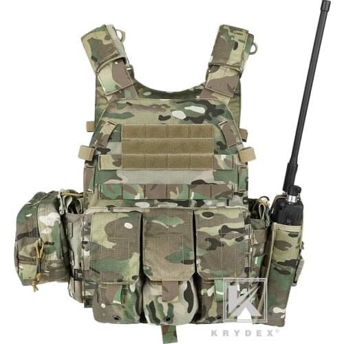KRYDEX Tactical Modular MOLLE Vest LBT-6094A Multicam Plate Carrier Airsoft Hunting Battle Vest W/ Triple Mag/Radio/Dump Pouch