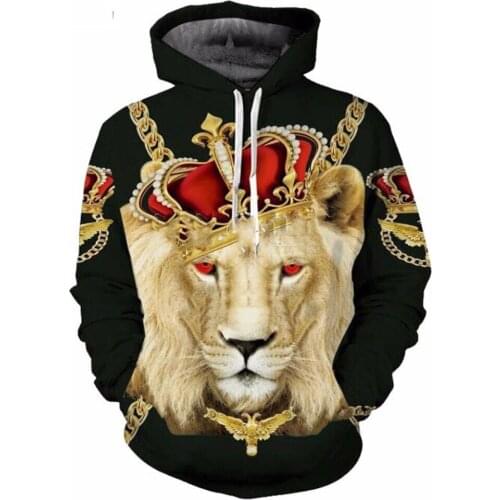 Fashion hoodie men/women King Chain Crown Lion 3D print hoodies sweatshirts casual Harajuku style streetwear tops