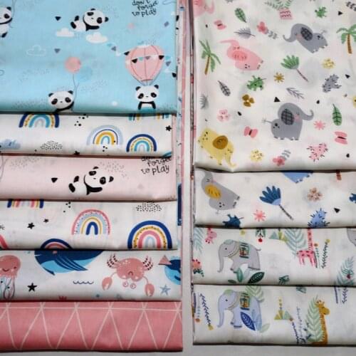 Balloon Panda Cotton Fabric Cartoon Printed Cloth For Babys Blanket Hand-made Dress And Skirt Material
