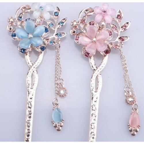 Opal Hairpin Double Flower Hairpin Classical Hairpin Hairpin Hair Accessories Ethnic Headdress