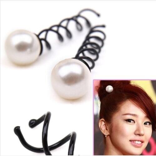 1 PC Women Girls Pearl Black Spiral Spin Screw Bobby Hair Pins Clips Twist Barrette Accessory For Hair Style korean Headwear
