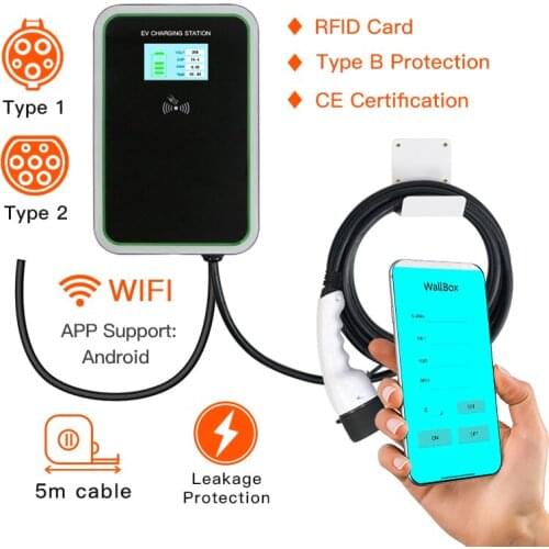 EV Charger Electric Vehicle Charging Station EVSE Wallbox with Type 2 Cable16A 3Phase IEC 62196-2